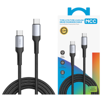 Charging Sync Cable NCC USB-C TO USB-C (D121CC|1.2M), Nylon&Alu, black/silver (Retail/Blister) Charging Sync Cable NCC USB-C TO USB-C (D121CC|1.2M), Nylon&Alu, black/silver (Retail/Blister)