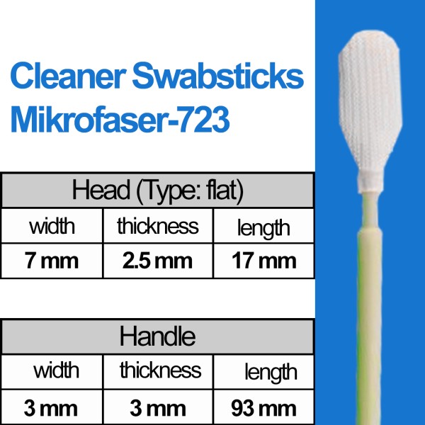 Cleaner Mikrofaser Swabsticks Head: flat (7mm) / (93mm) Typ: Mikrofaser-723 (100 pcs)