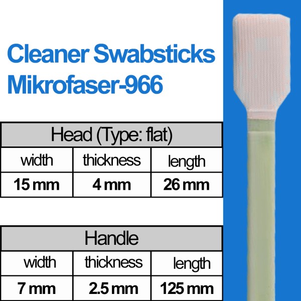 Cleaner Mikrofaser Swabsticks Head: flat (15mm) / (125mm) Typ: Mikrofaser-966 (100 pcs)