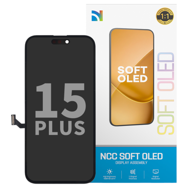 Displayeinheit NCC SOFT OLED für iPhone 15 Plus (COPY), soft OLED, black