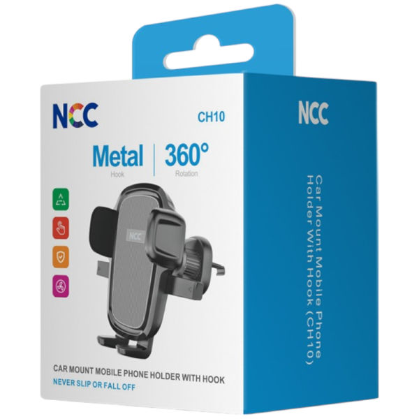 Car Holder Smartphone Autohalterung NCC CH10 (Metal|360°), black (Retail/Blister)