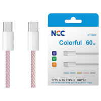 Charging Data Cable NCC USB-C TO USB-C (1M|60W|Colorful) Nylon, pink (Retail/Blister) Charging Data Cable NCC USB-C TO USB-C (1M|60W|Colorful) Nylon, pink (Retail/Blister)