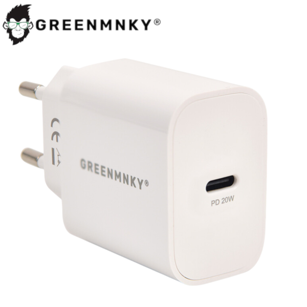 Power Adapter 1xUSB-C [20W] SmartSeries Quick Charger by GREEN MNKY