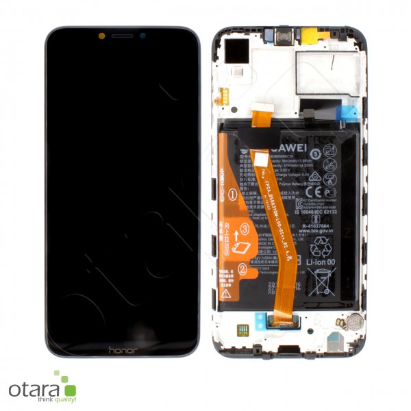 Displayeinheit inkl. Rahmen, Akku Huawei Honor Play (COR-L29A), midnight black, Serviceware