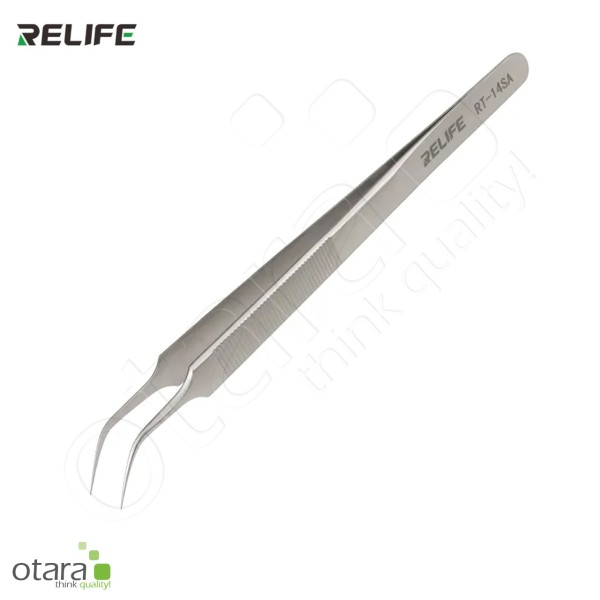 Pinzette, Präzisionspinzette RELIFE RT-14SA [155mm], gebogene Spitze/fein, silber
