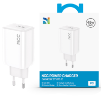 Power Adapter NCC GS-45W-EU C+C Dual Type-C Charger, white (Retail/Blister) Power Adapter NCC GS-45W-EU C+C Dual Type-C Charger, white (Retail/Blister)