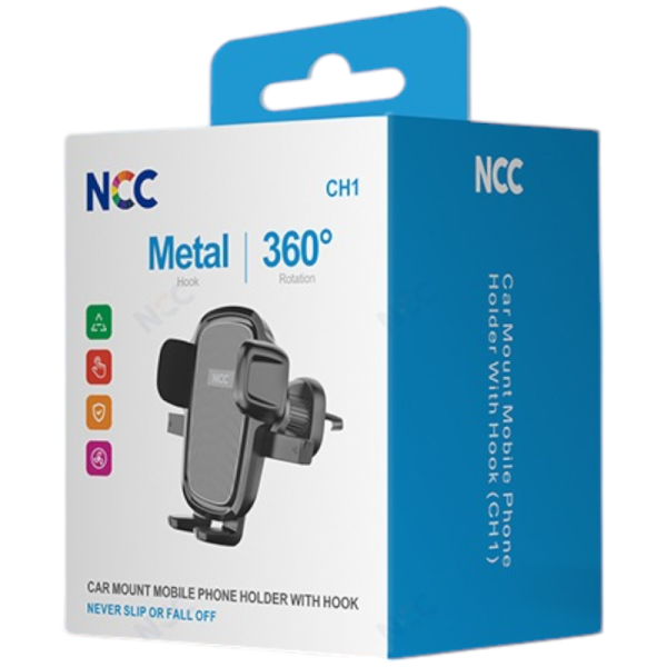 Car Holder Smartphone Autohalterung NCC CH10 (Metal|360°), black (Retail/Blister)