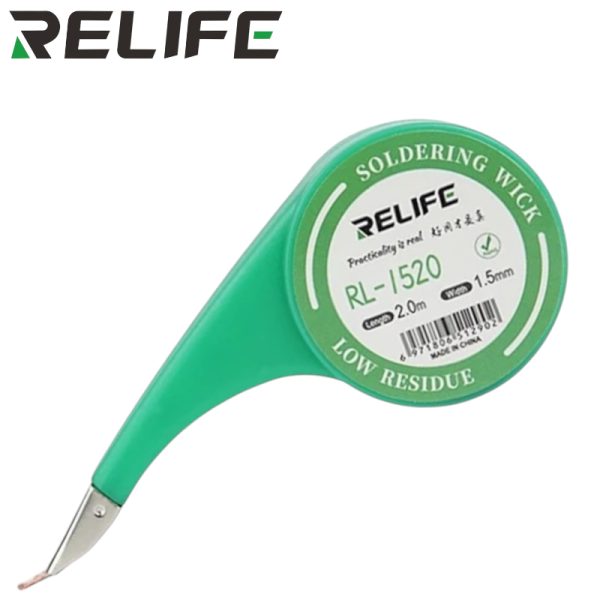 Draht/Soldering Wick Entlötlitze Abroller RELIFE RL-1520 [1,5mm/2m], grün/grün