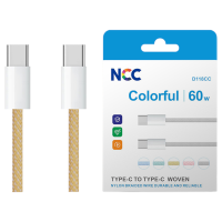 Charging Data Cable NCC USB-C TO USB-C (1M|60W|Colorful) Nylon, yellow (Retail/Blister) Charging Data Cable NCC USB-C TO USB-C (1M|60W|Colorful) Nylon, yellow (Retail/Blister)