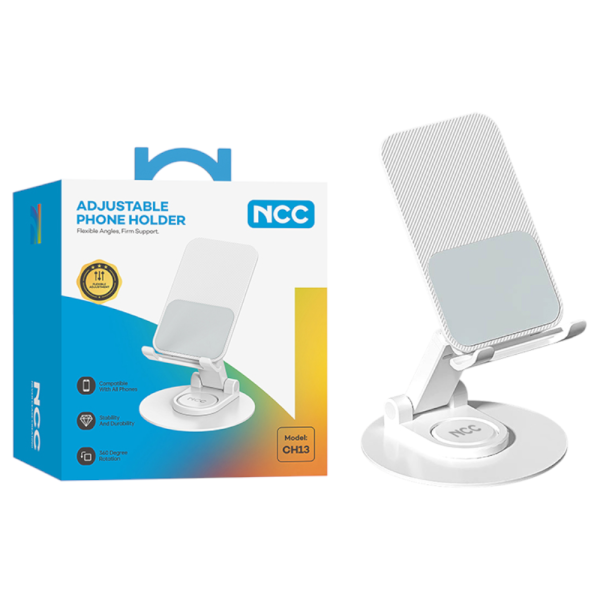 Desktop Holder Smartphone Halterung NCC CH13 (Foldable|360°), white (Retail/Blister)