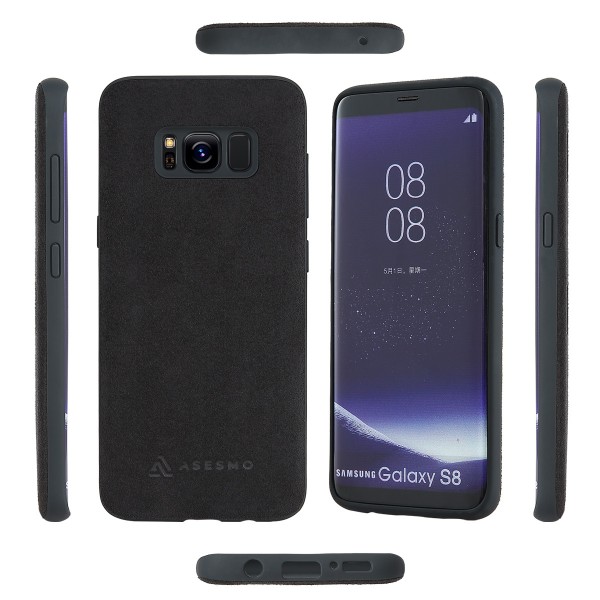 ASESMO Alcantara Handyhülle für Samsung Galaxy S8, schwarz