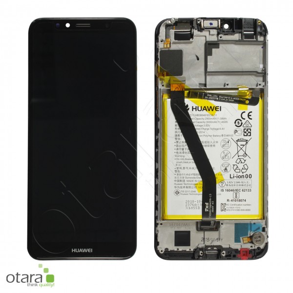 Displayeinheit inkl. Rahmen, Akku Huawei Y6 2018, black, Serviceware