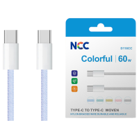 Charging Data Cable NCC USB-C TO USB-C (1M|60W|Colorful) Nylon, blue (Retail/Blister) Charging Data Cable NCC USB-C TO USB-C (1M|60W|Colorful) Nylon, blue (Retail/Blister)