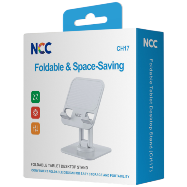 Desktop Holder Smartphone&Tablet Halterung NCC CH17 (Foldable&Space-Saving), white (Retail/Blister)